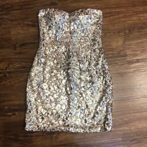 Strapless gold dress